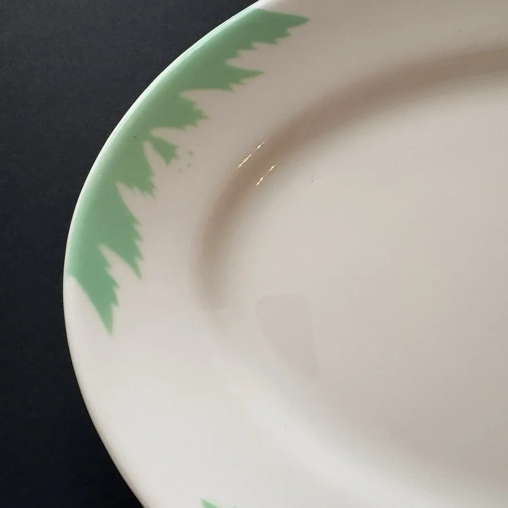 Vintage 1960s Sterling Restaurant Ware Oval Mint Green Leaf Platter‎ 12